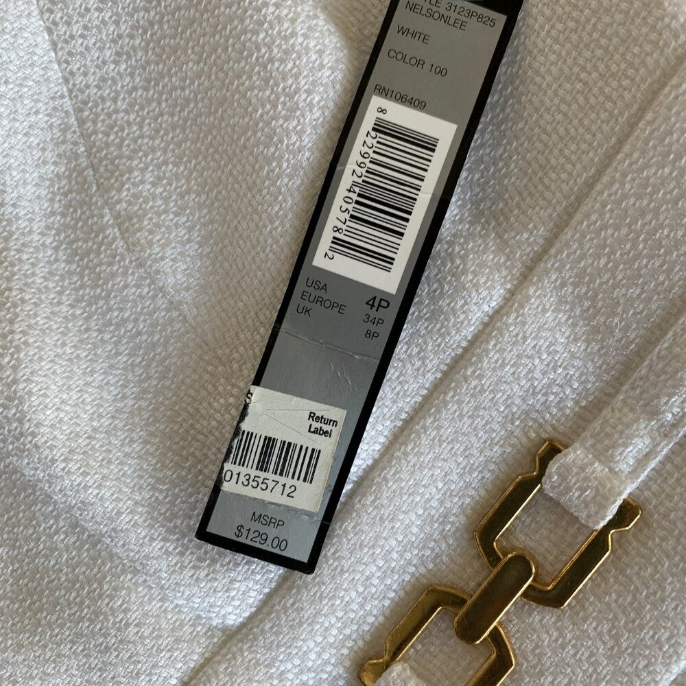 NWT 4P White Tahari Dress with Gold Accents - Picture 4 of 4
